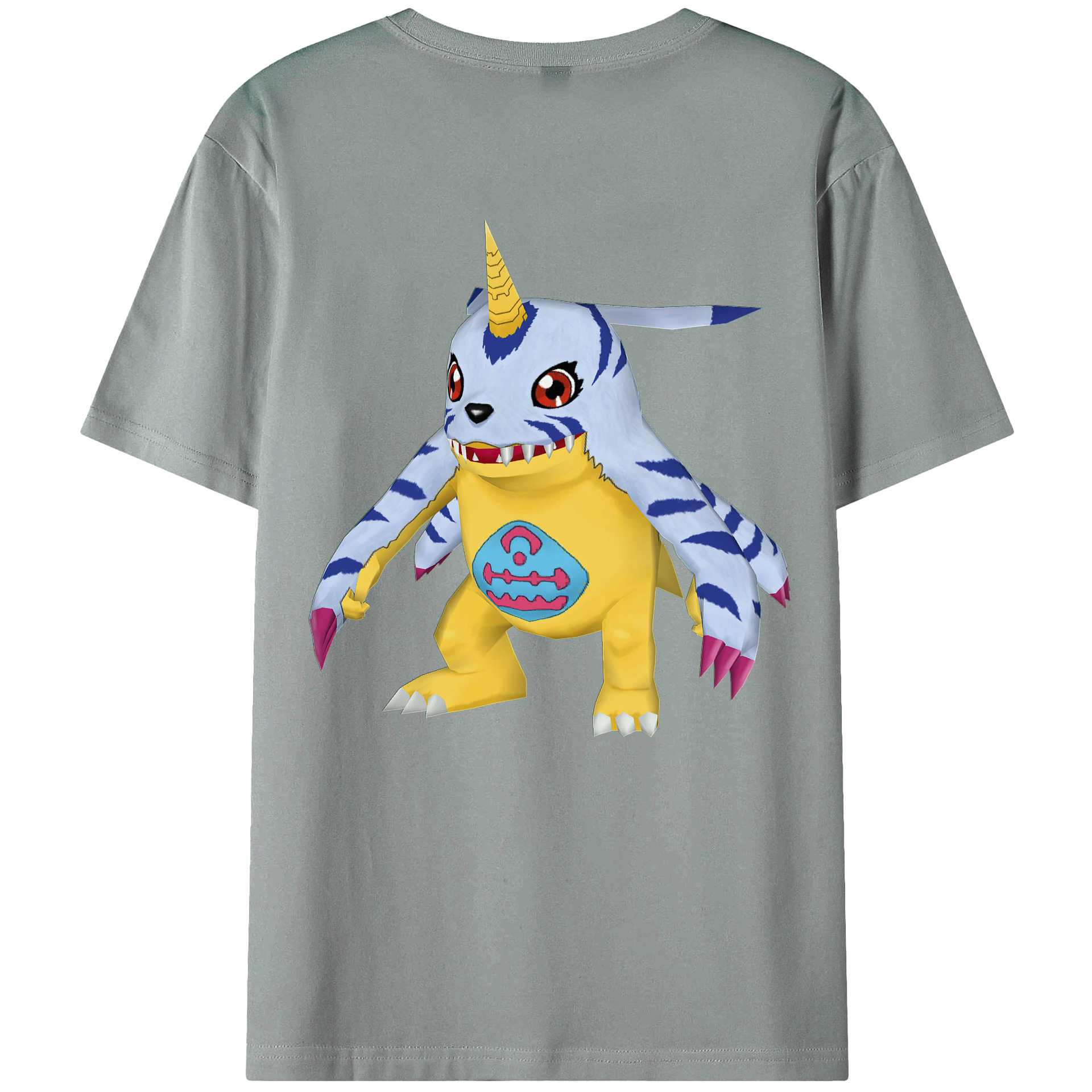 （画像用） Digimon デジタルモンスター/デジモン 綿100％ メンズ半袖Tシャツ（バックプリント） 通気性